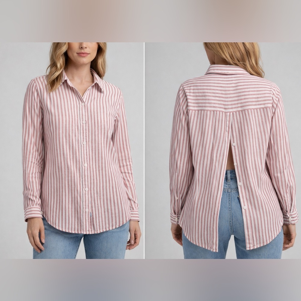 Rails Sydney Florence Split Back Stripe Button Down Shirt Long‎ Sleeve Size S